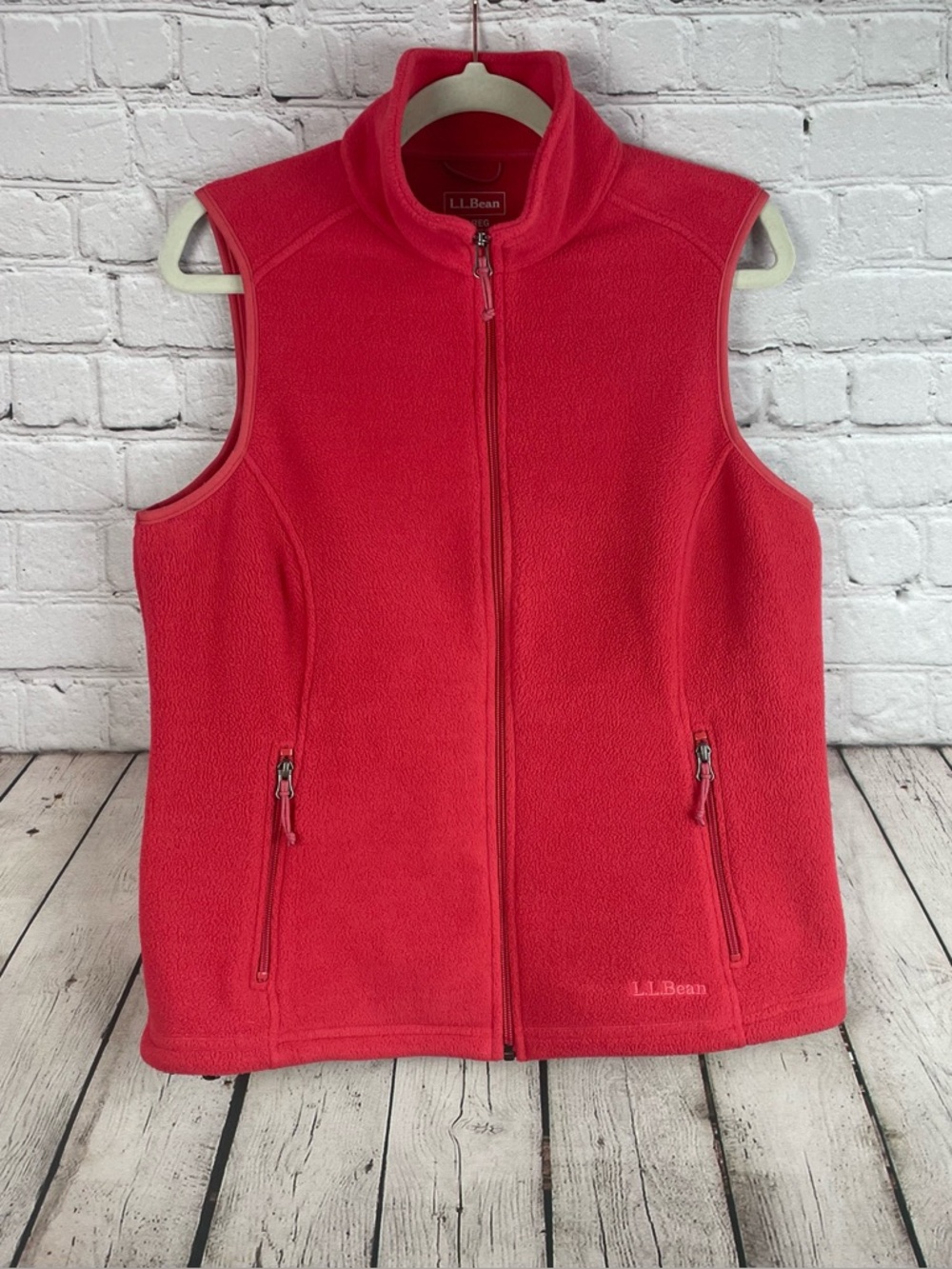 LL Bean Trail Model Polartec Sea Rose Pink Full Zip Fleece Vest Outdoor Sz Med